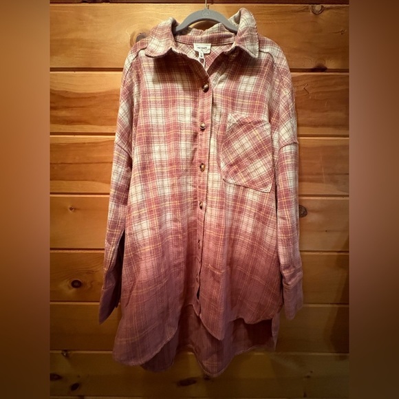HEYSON Warm Soft Shacket Long Jacket Omnre oversized Top pink M NWT - Picture 1 of 10
